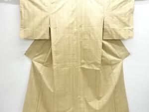 格子織出し手織り紬着物